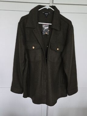Express Olive Green Utility Jacket Jacket with Gold Buttons